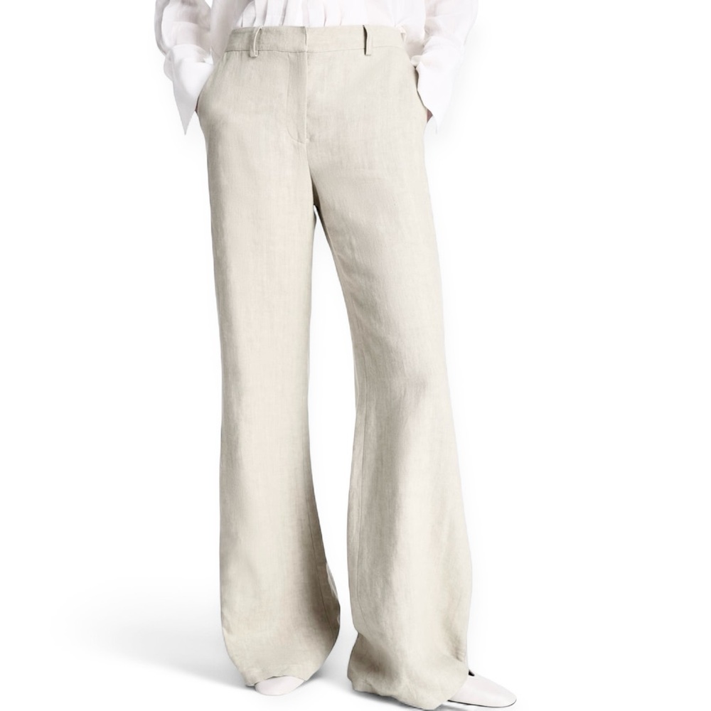 New TWP Howard Linen Wide Leg Pants in Bone Size 12 High‎ Rise Trousers